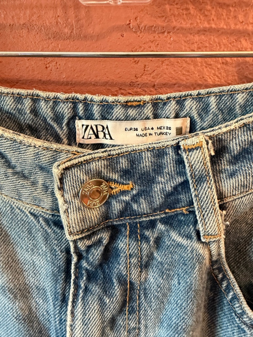 Zara Light Blue Denim High-Rise Straight Jeans - Picture 3 of 4